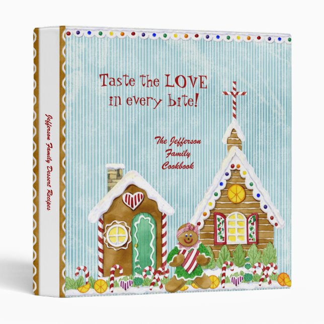 Gingerbread Village Family Dessert Cookbook Binder (Front/Spine)