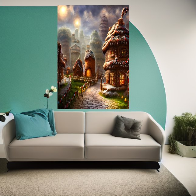 Gingerbread village in Valhalla | AI Art  Poster (Creator Uploaded)