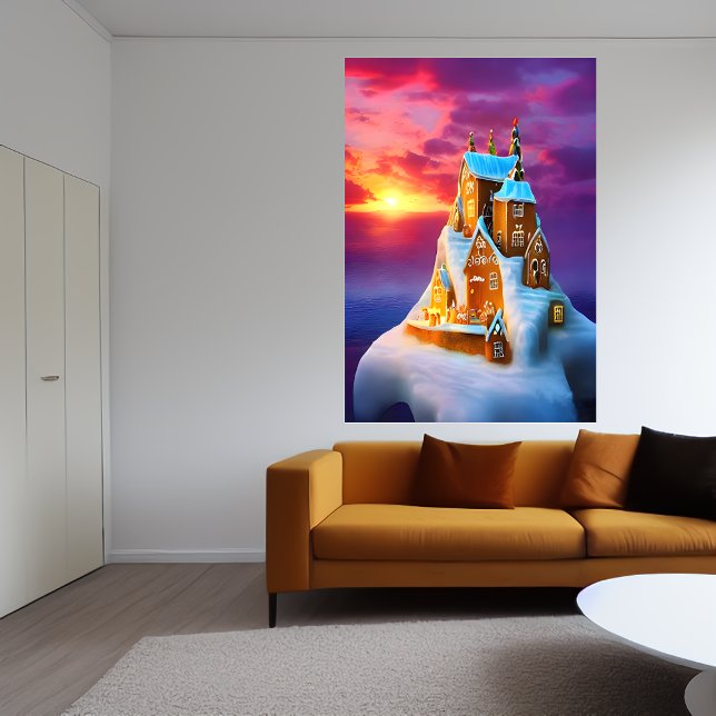 Gingerbread village on a iceberg | AI Art  Poster (Creator Uploaded)