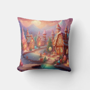 Gingerbread Village Throw Pillow