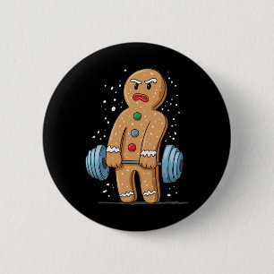Gingerbread Weightlifting Workout Bodybuilding 1 2 Inch Round Button