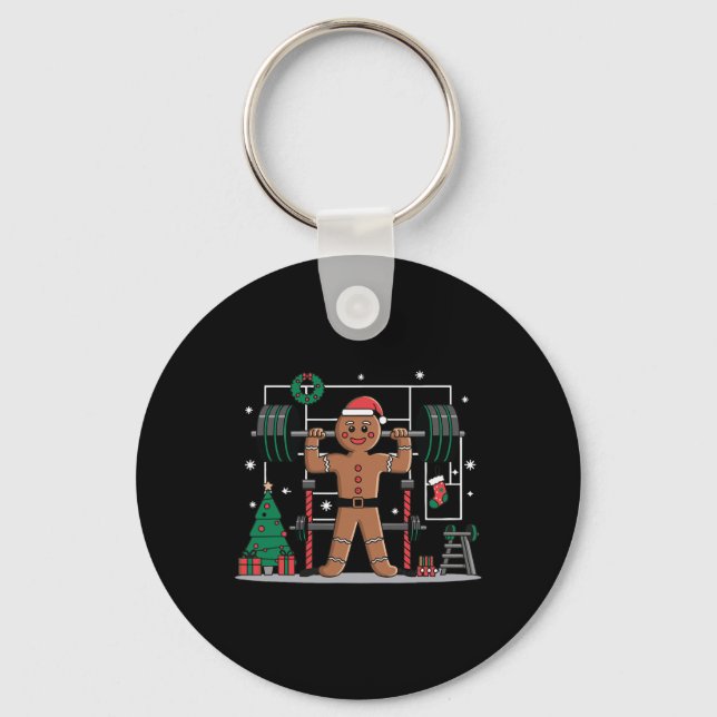 Gingerbread Weightlifting Workout Bodybuilding 2  Keychain (Front)