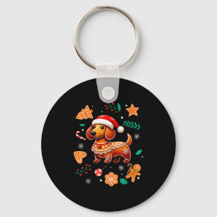 Gingerbread Weiner Dog Lover Dachshund Christmas C Keychain