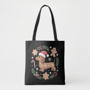 Gingerbread Weiner Dog Lover Dachshund Christmas  Tote Bag