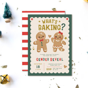 Gingerbread What's Baking Christmas Gender Reveal Invitation