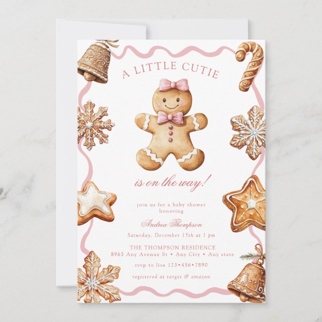 Gingerbread  | Winter Girl Baby Shower Invitation (Front)