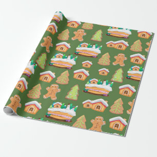 Gingerbread Winter Village Wrapping Paper
