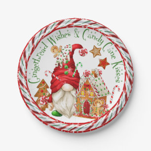 Gingerbread Wishes and Candy Cane Kisses Paper Plate