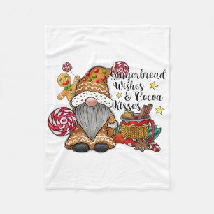 Gingerbread Wishes And Cocoa Kisses Gnome Christma Fleece Blanket