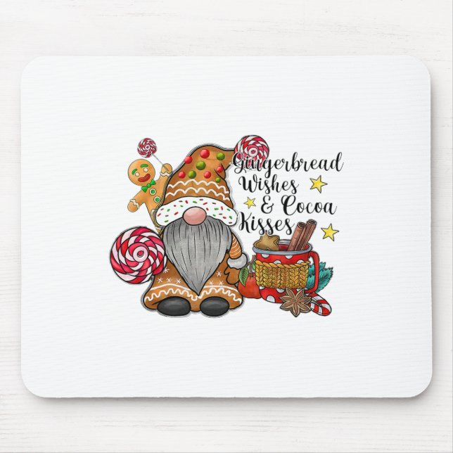 Gingerbread Wishes And Cocoa Kisses Gnome Christma Mouse Pad (Front)