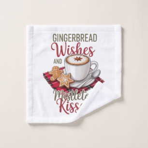 Gingerbread Wishes and Mistletoe Kisses Christmas Bath Towel Set