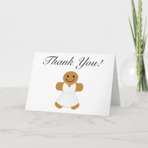 Gingerbread Woman in White Dress thank you Card