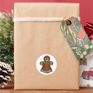 Gingerbread Woman Lady Christmas Cookie Baking Classic Round Sticker