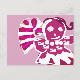 Gingerbread woman pink postcard