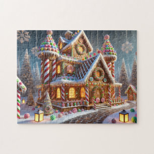 Gingerbread Wonderland Village Candy Cane House Jigsaw Puzzle