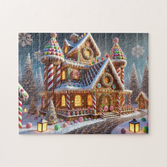 Gingerbread Wonderland Village Candy Cane House Jigsaw Puzzle (Horizontal)