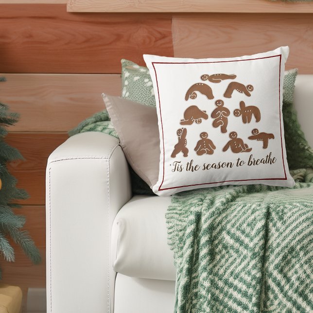 Gingerbread Yoga Throw Pillow (Gingerbread Yoga Throw Pillow)