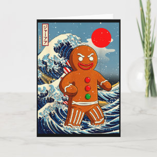 Gingerbread-zilla Vintage Japanese Art Funny Chris Card