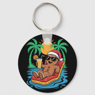 Gingerbreadman Christmas In July Summer Pool Beach Keychain