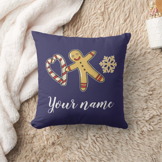 Gingerbreadman Love Throw Pillow (Blanket)