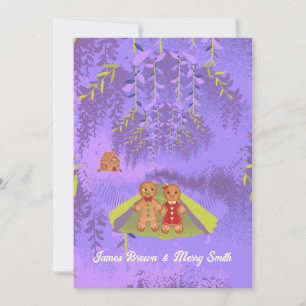 Gingerbreads in Love on way Purple forest Wedding Invitation