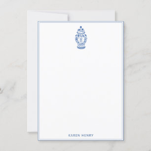 GingerJar Chinoiserie   Monogram H   Note Card