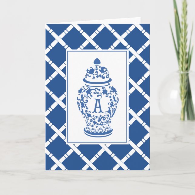 GingerJar et Bamboo | Monogramme A | Carte de corr (Devant)