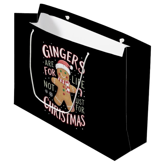 Gingers Are For Life Not Just For Christmas Funny Large Gift Bag (Front Angled)