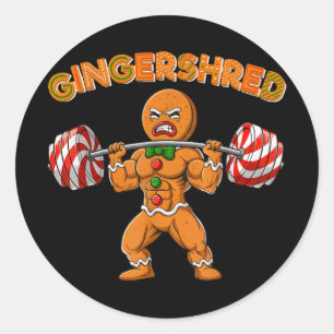 Gingershred Bodybuilder Funny Gingerbread Man Weig Classic Round Sticker