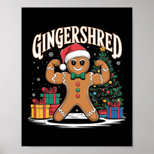 Gingershred Funny Gingerbread Bodybuilding Christm Poster