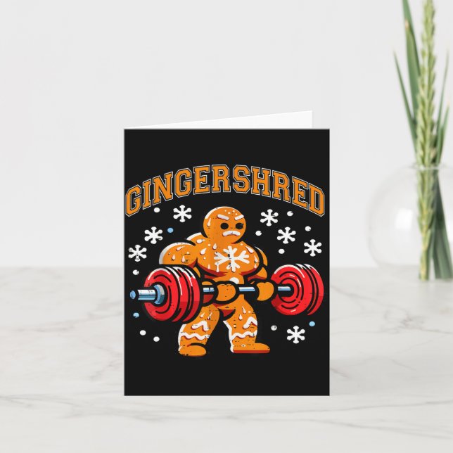 Gingershred Funny Gingerbread Man Gym Bodybuilding Card (Front)
