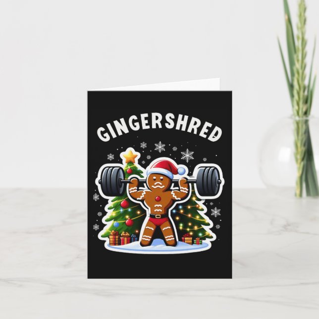 Gingershred Funny Gingerbread Man Gym Bodybuilding Card (Front)