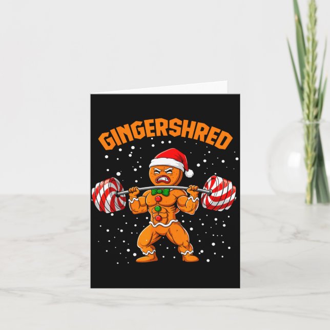 Gingershred Funny Gingerbread Man Gym Bodybuilding Card (Front)