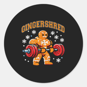 Gingershred Funny Gingerbread Man Gym Bodybuilding Classic Round Sticker