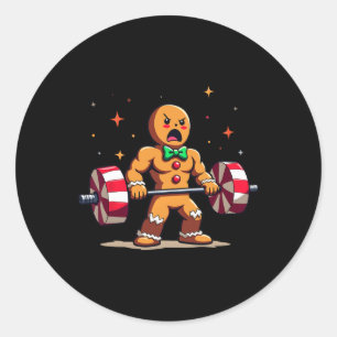 Gingershred Funny Gingerbread Man Gym Bodybuilding Classic Round Sticker