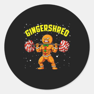 Gingershred Funny Gingerbread Man Gym Bodybuilding Classic Round Sticker