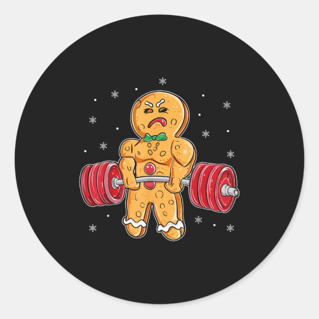 Gingershred Funny Gingerbread Man Gym Bodybuilding Classic Round Sticker (Front)