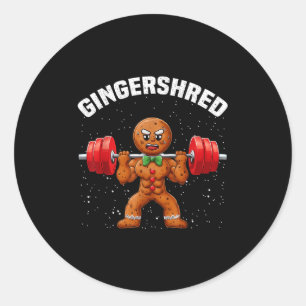 Gingershred Funny Gingerbread Man Gym Bodybuilding Classic Round Sticker