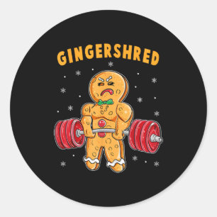 Gingershred Funny Gingerbread Man Gym Bodybuilding Classic Round Sticker