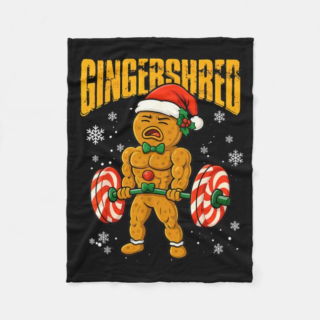 Gingershred Funny Gingerbread Man Gym Bodybuilding Fleece Blanket (Front)