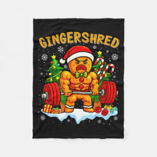 Gingershred Funny Gingerbread Man Gym Bodybuilding Fleece Blanket