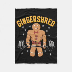 Gingershred Funny Gingerbread Man Gym Bodybuilding Fleece Blanket