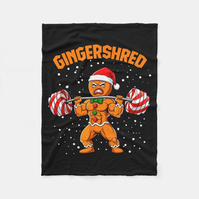 Gingershred Funny Gingerbread Man Gym Bodybuilding Fleece Blanket (Front)