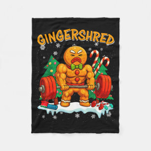 Gingershred Funny Gingerbread Man Gym Bodybuilding Fleece Blanket
