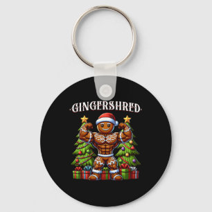 Gingershred Funny Gingerbread Man Gym Bodybuilding Keychain