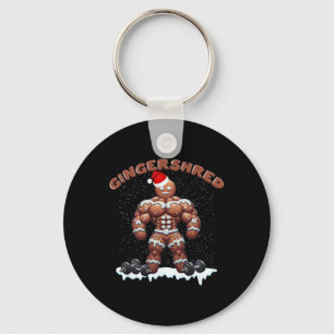 Gingershred Funny Gingerbread Man Gym Bodybuilding Keychain