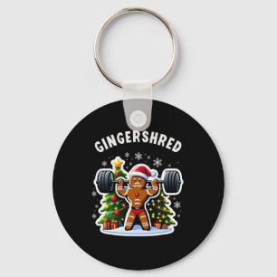 Gingershred Funny Gingerbread Man Gym Bodybuilding Keychain