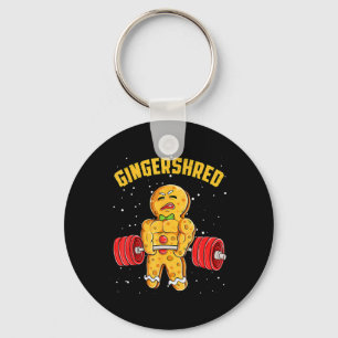 Gingershred Funny Gingerbread Man Gym Bodybuilding Keychain