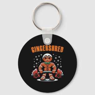 Gingershred Funny Gingerbread Man Gym Bodybuilding Keychain