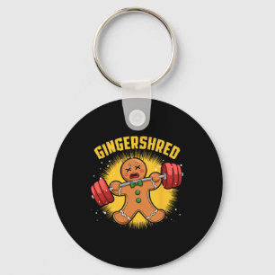 Gingershred Funny Gingerbread Man Gym Bodybuilding Keychain